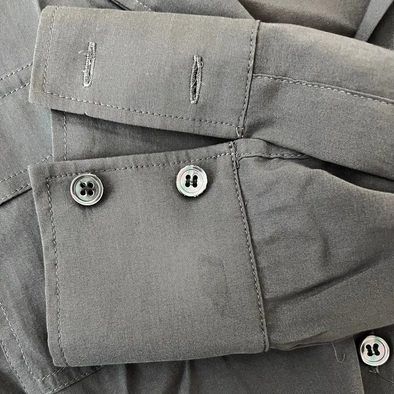 Chemise Theory à boutons Gris en coton extensible Taille Petite Haut à manches 3/4