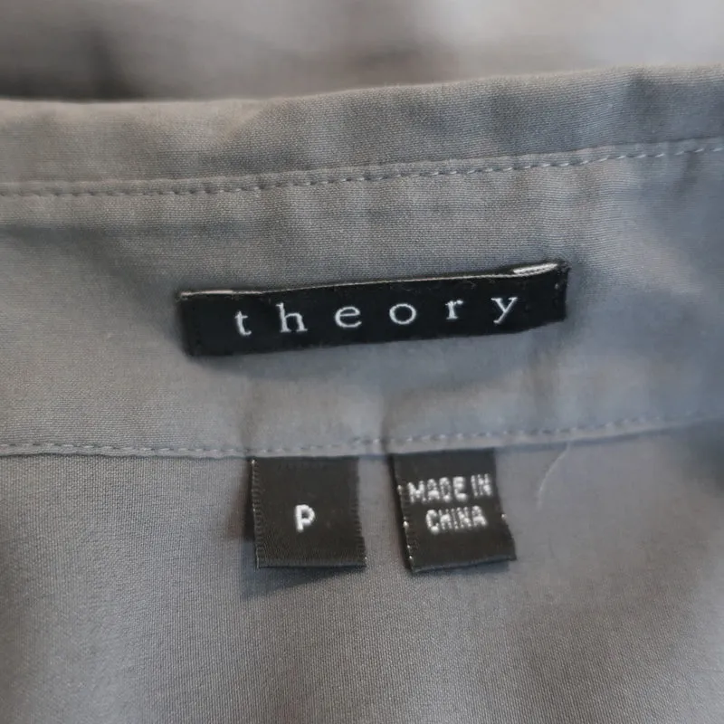 Chemise Theory à boutons Gris en coton extensible Taille Petite Haut à manches 3/4