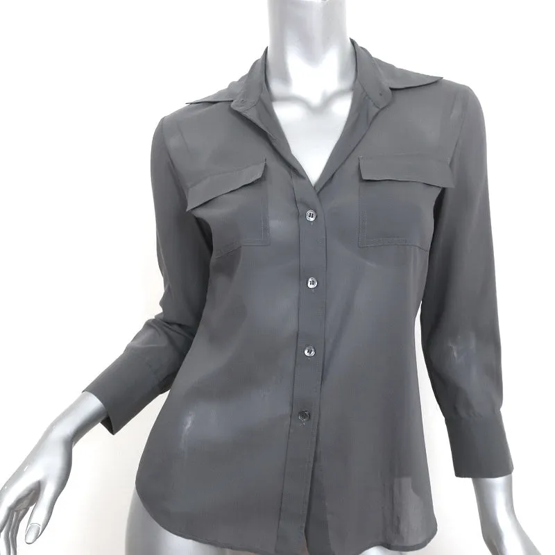 Chemise Theory à boutons Gris en coton extensible Taille Petite Haut à manches 3/4