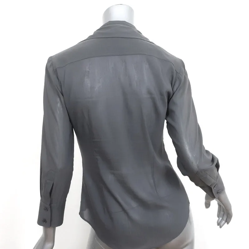 Chemise Theory à boutons Gris en coton extensible Taille Petite Haut à manches 3/4