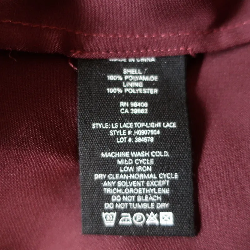 Blouse Theory à manches longues taille moyenne en dentelle festonnée couleur groseille NEUVE