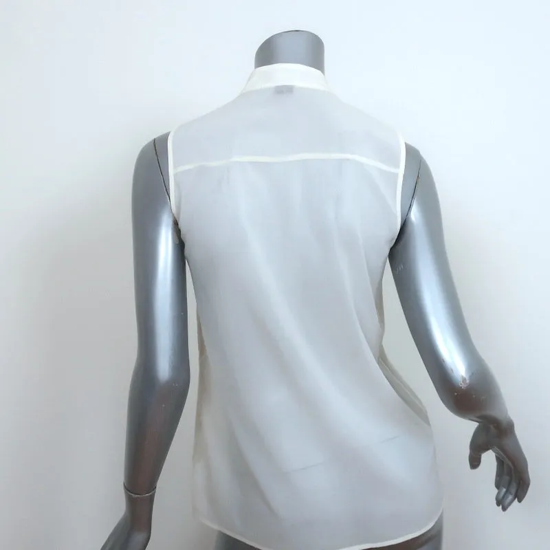 Blouse sans manches Theory Olim Crème Plissé en Soie Georgette extensible Taille Petite