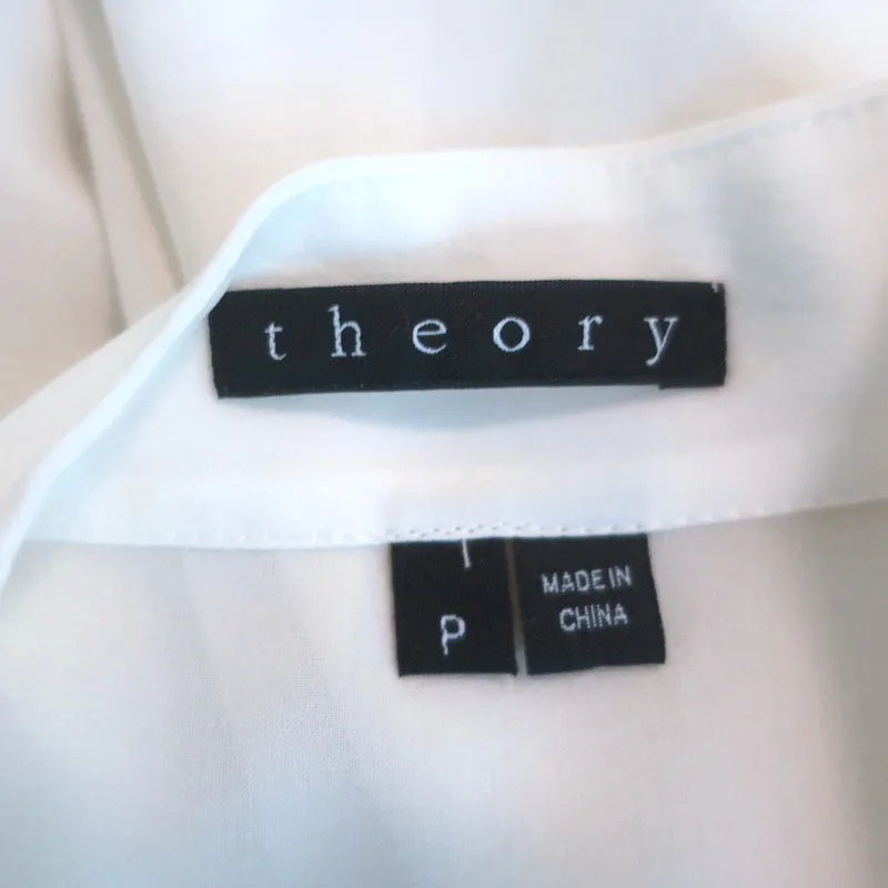 Blouse sans manches Theory Olim Crème Plissé en Soie Georgette extensible Taille Petite