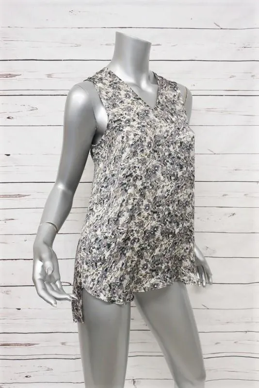 Blouse Theyskens' Theory à encolure tank, imprimé floral Tirty, en soie, taille petite, style high-low