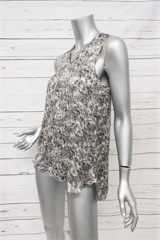 Blouse Theyskens' Theory à encolure tank, imprimé floral Tirty, en soie, taille petite, style high-low