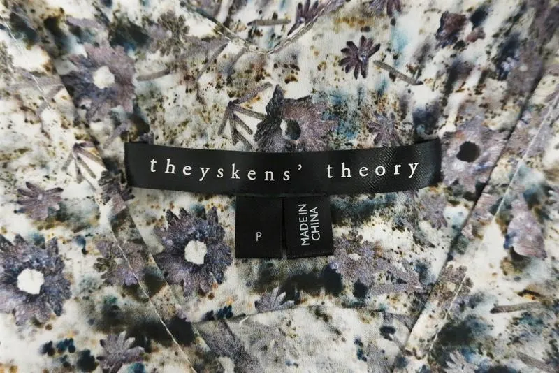 Blouse Theyskens' Theory à encolure tank, imprimé floral Tirty, en soie, taille petite, style high-low