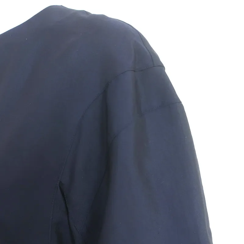Tibi Blouse à manches ballon en crêpe marine Taille 6 Col rond