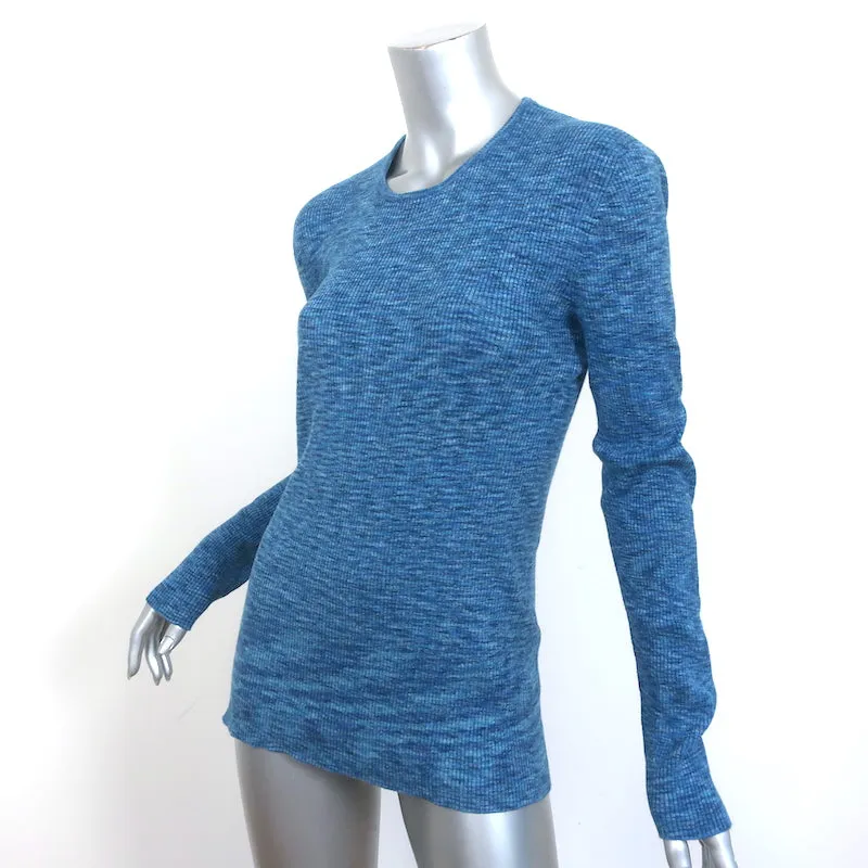 Tibi Haut à Manches Longues Imprimé Bleu en Coton Peigné Taille Moyenne Pull Col Rond
