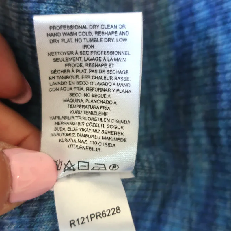 Tibi Haut à Manches Longues Imprimé Bleu en Coton Peigné Taille Moyenne Pull Col Rond