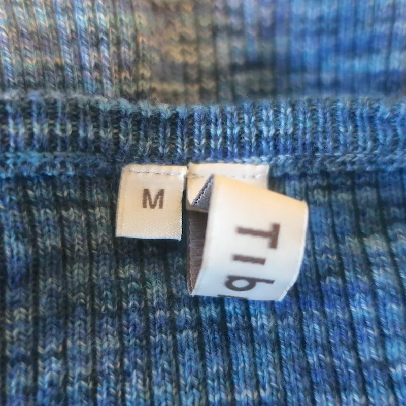 Tibi Haut à Manches Longues Imprimé Bleu en Coton Peigné Taille Moyenne Pull Col Rond