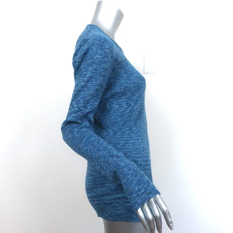 Tibi Haut à Manches Longues Imprimé Bleu en Coton Peigné Taille Moyenne Pull Col Rond
