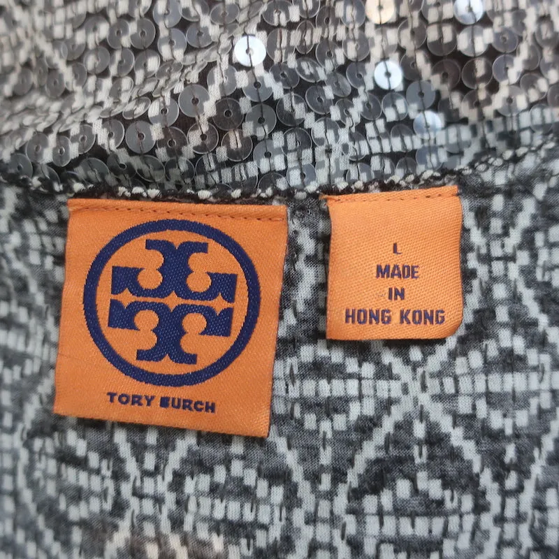 Tory Burch Débardeur à Paillettes Gris en Coton Imprimé Taille L