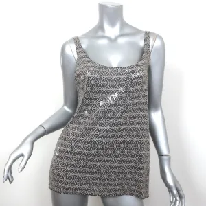 Tory Burch Sequin Tank Top Gray Printed Cotton Size Large
