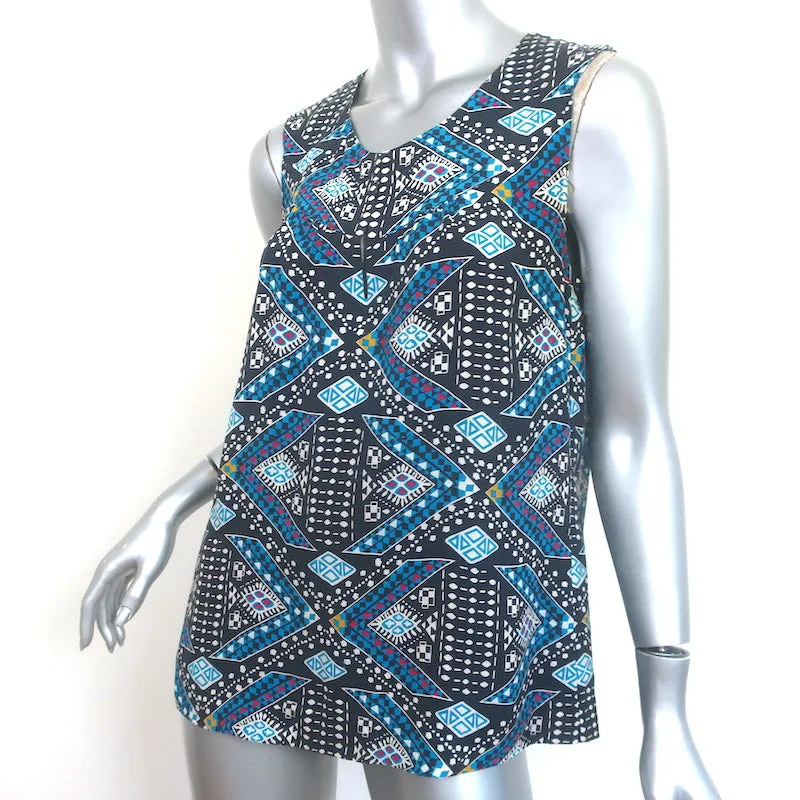 Tory Burch Blouse sans manches en soie imprimée bleue Taille 10