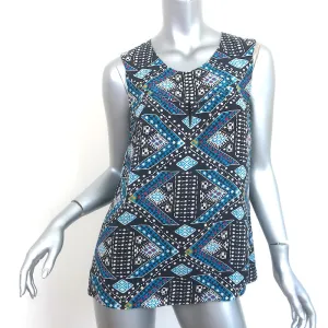 Tory Burch Sleeveless Blouse Blue Printed Silk Size 10