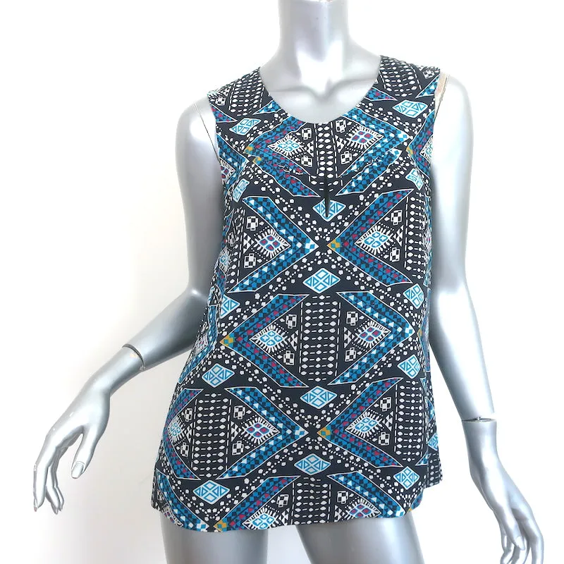 Tory Burch Blouse sans manches en soie imprimée bleue Taille 10