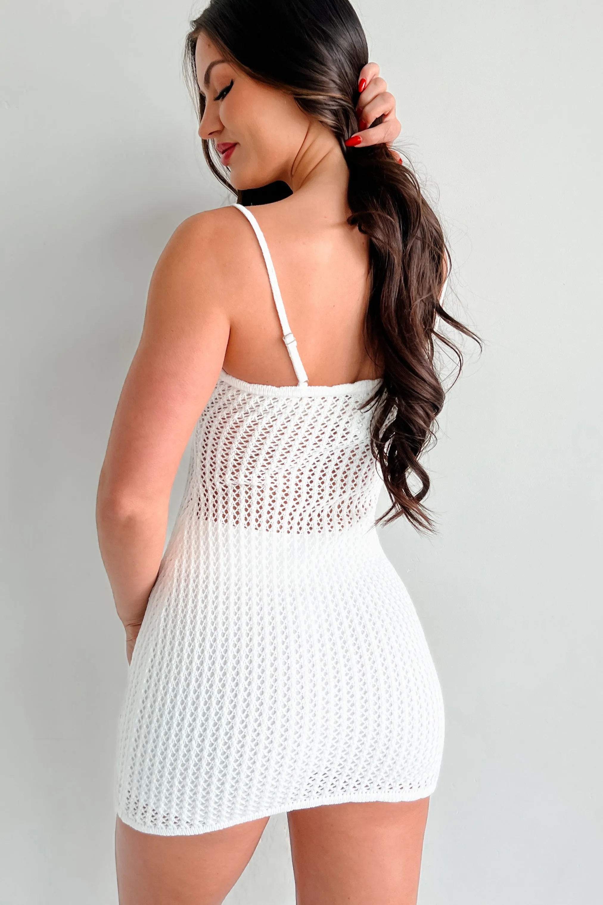 Robe crochet mini Tropical Travels (Blanc cassé)
