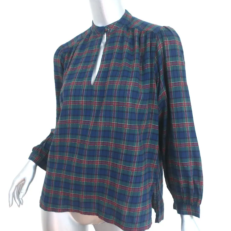 Trovata Blouse Oiseaux de Paradis Bailey Tissu Pailleté à Carreaux Taille Très Petite NEUVE