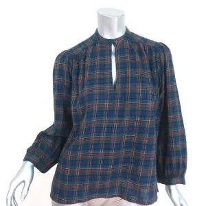 Trovata Birds of Paradis Blouse Bailey Tinsel Plaid Size Extra Small NEW