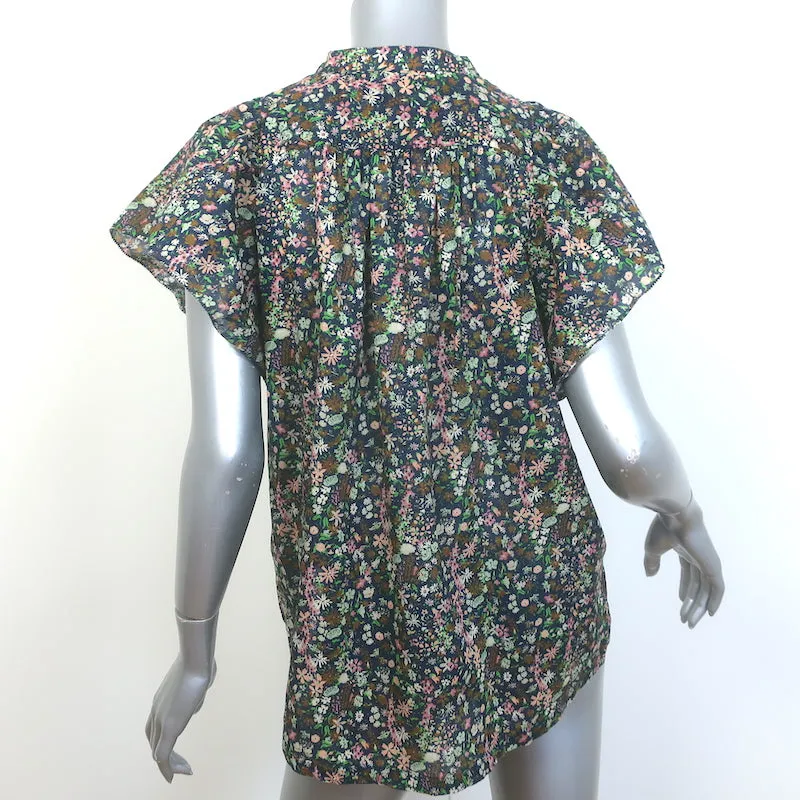 Trovata Birds Of Paradis Brett Haut à manches flottantes imprimé floral marine taille moyenne