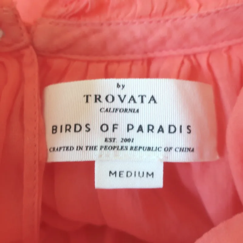Trovata Birds of Paradis Carla Haut à encolure haute et manches courtes Corail Taille Moyenne