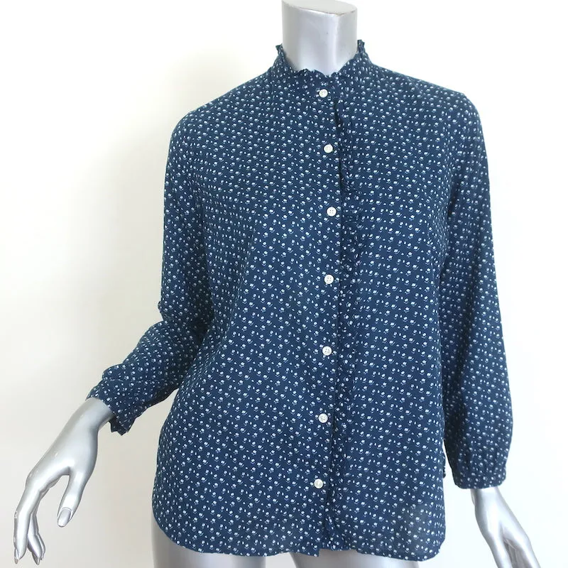Trovata Birds of Paradis Chemise Helena à Volants Imprimé Floral Marine en Coton Taille S