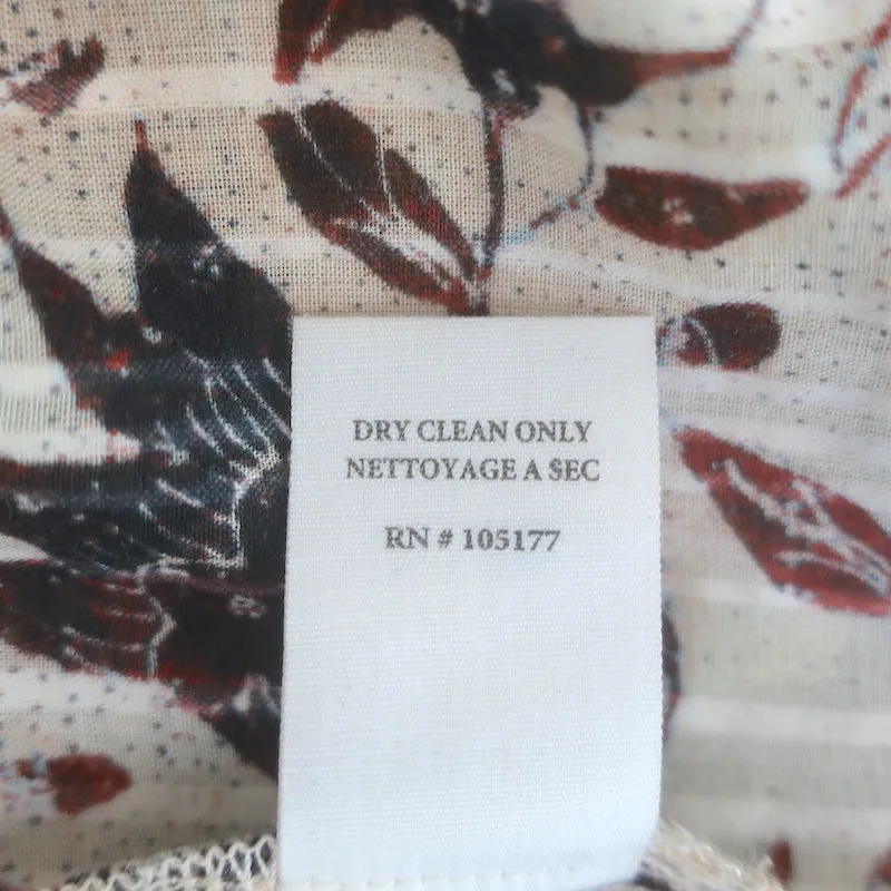 Ulla Johnson Asmara Haut Crème Imprimé en Coton Mixte Taille 6 Blouse à Manches Papillon