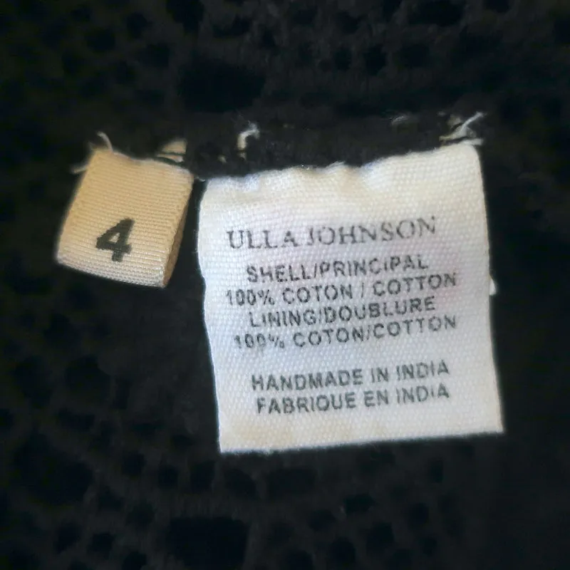 Ulla Johnson Débardeur Birdie Noir Brodé de Fleurs en Coton Taille 4 NEUF