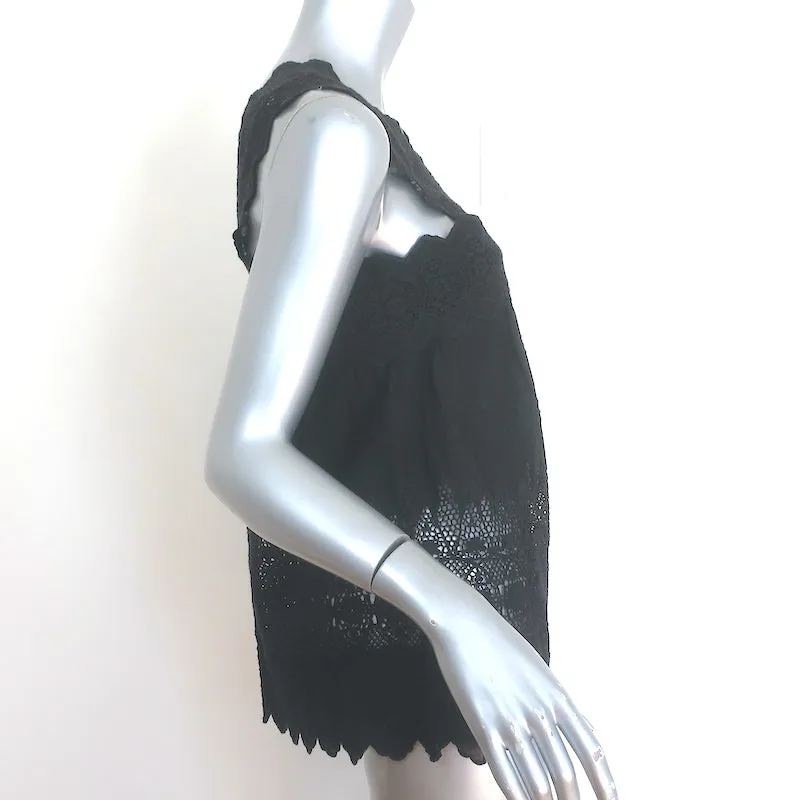 Ulla Johnson Débardeur Birdie Noir Brodé de Fleurs en Coton Taille 4 NEUF