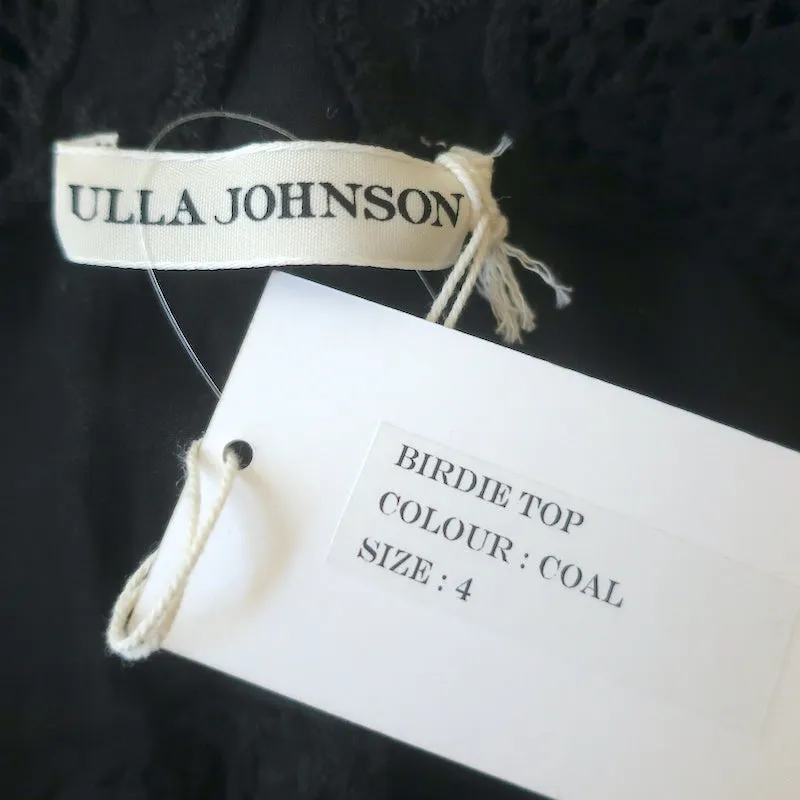 Ulla Johnson Débardeur Birdie Noir Brodé de Fleurs en Coton Taille 4 NEUF