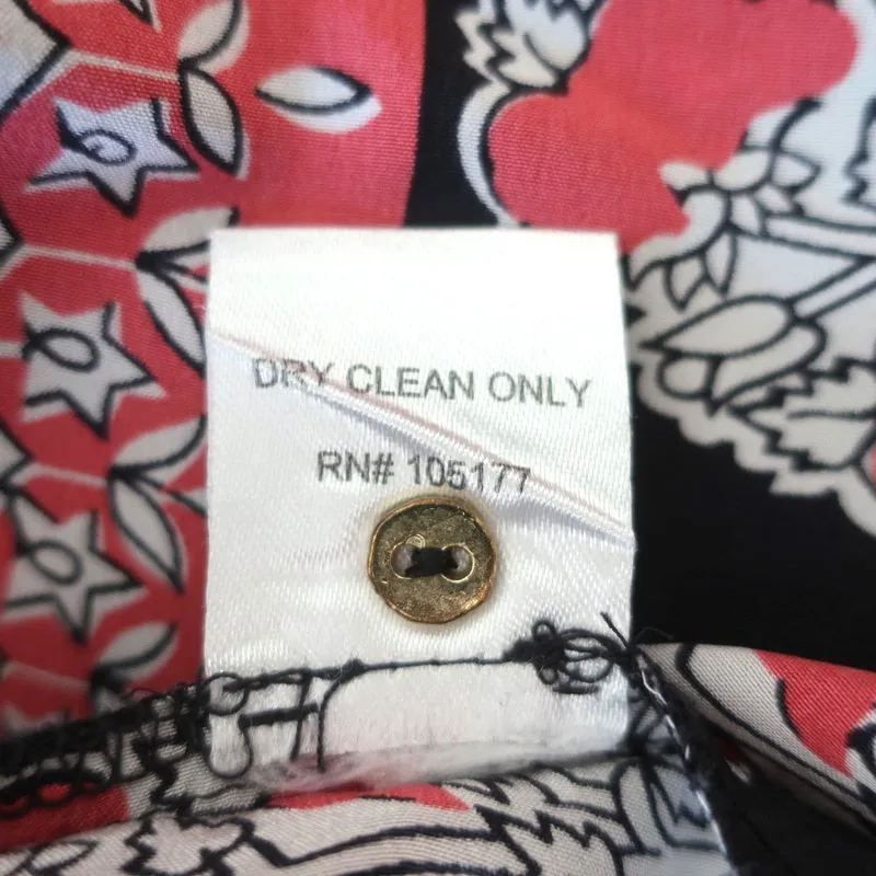 Blouse Ulla Johnson Bea Noir/Rouge Imprimé floral indien Soie Taille 2 Top à nœud
