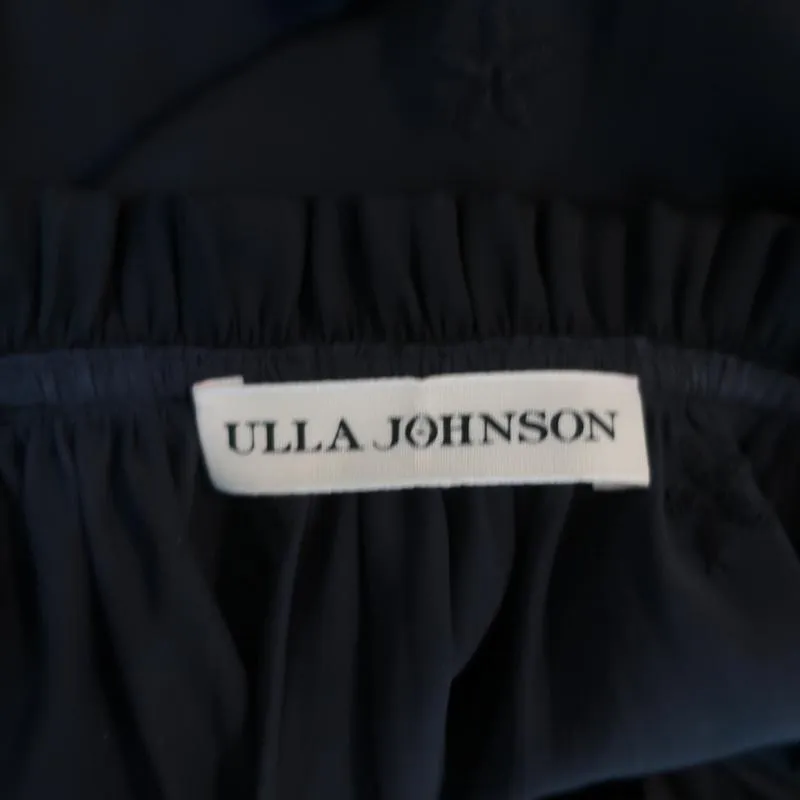 Blouse Ulla Johnson Irene Noir Brodée de Fleurs en Satin Taille 6 Haut à Manches Longues