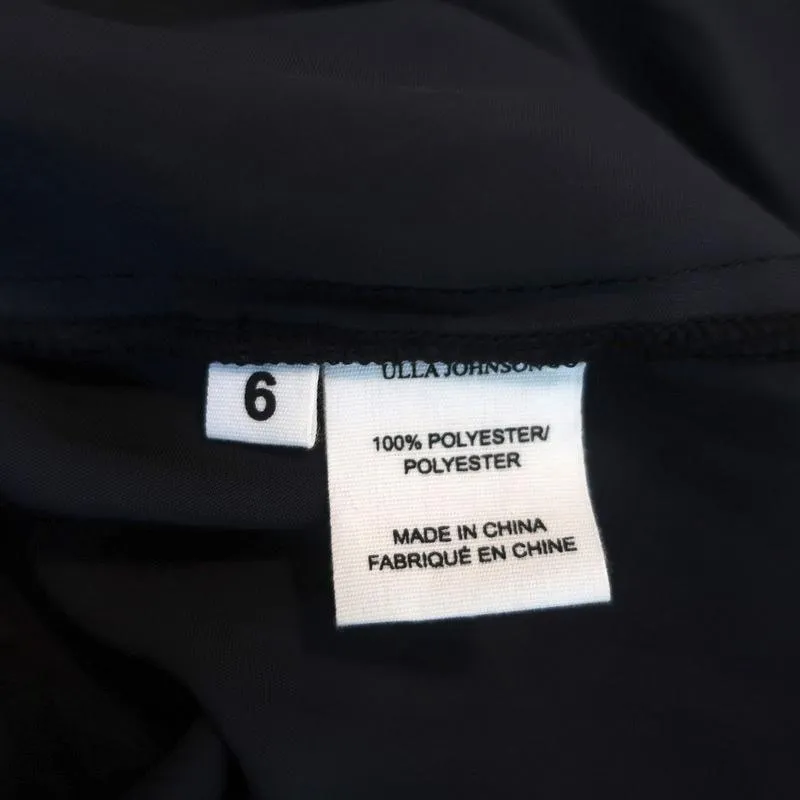 Blouse Ulla Johnson Irene Noir Brodée de Fleurs en Satin Taille 6 Haut à Manches Longues