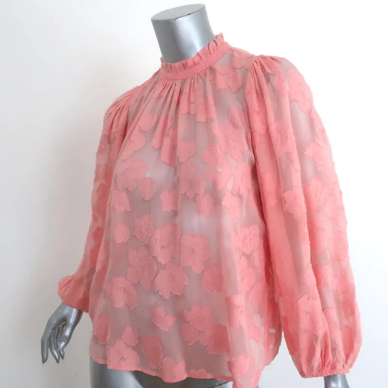 Blouse Ulla Johnson Sandrine à motifs floraux rose fil coupé Taille 2 Haut à manches longues
