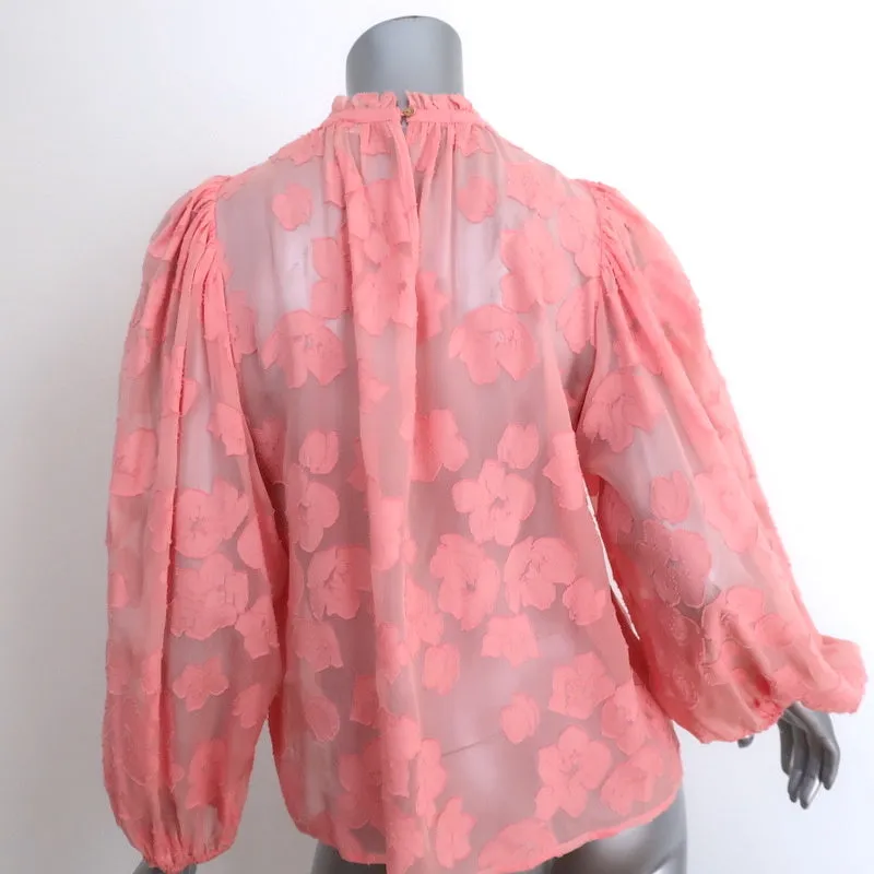Blouse Ulla Johnson Sandrine à motifs floraux rose fil coupé Taille 2 Haut à manches longues