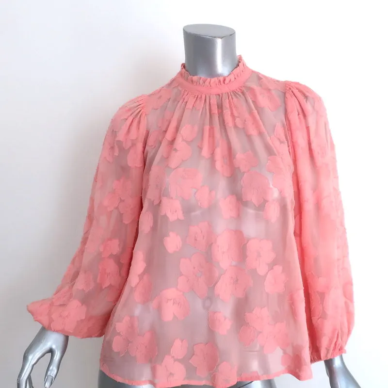Blouse Ulla Johnson Sandrine à motifs floraux rose fil coupé Taille 2 Haut à manches longues