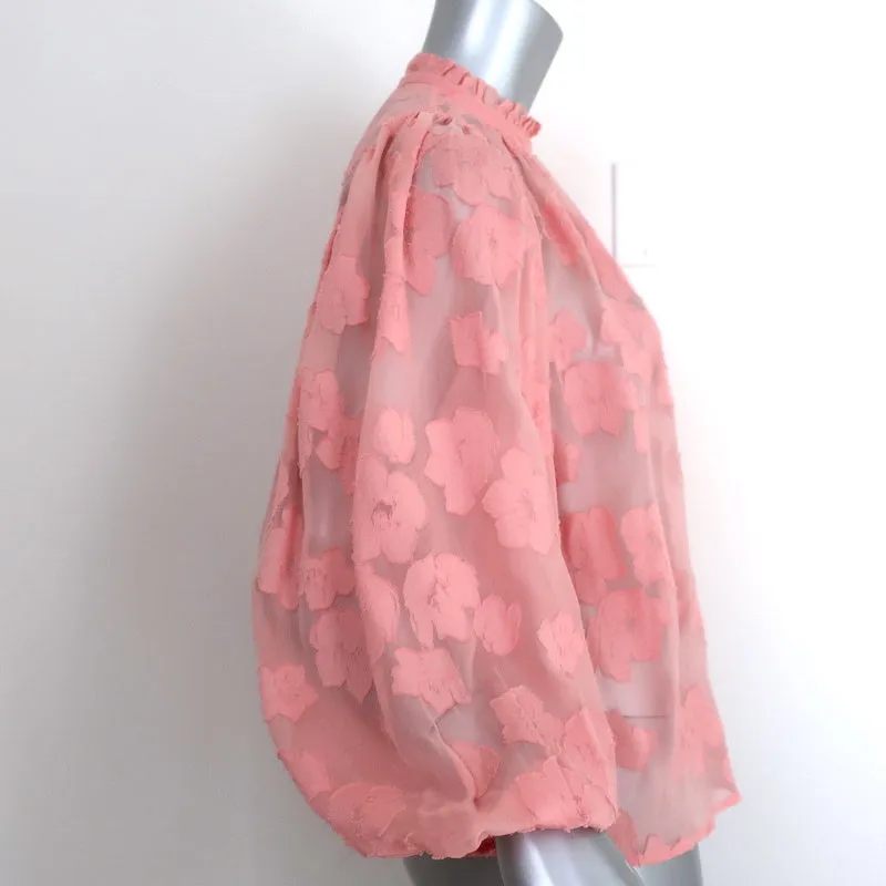 Blouse Ulla Johnson Sandrine à motifs floraux rose fil coupé Taille 2 Haut à manches longues