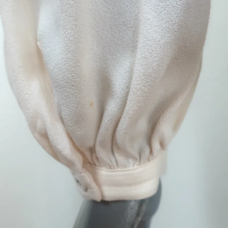 Ulla Johnson Clemens Blouse à Nœud Papillon Crème en Crêpe Taille 2 Haut à Manches Longues