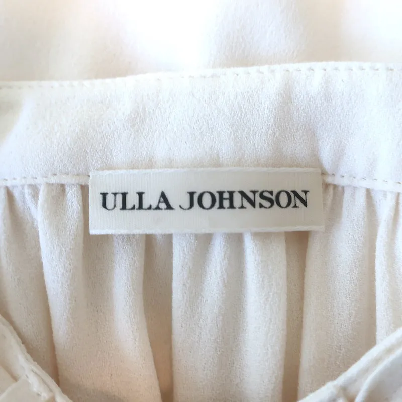 Ulla Johnson Clemens Blouse à Nœud Papillon Crème en Crêpe Taille 2 Haut à Manches Longues