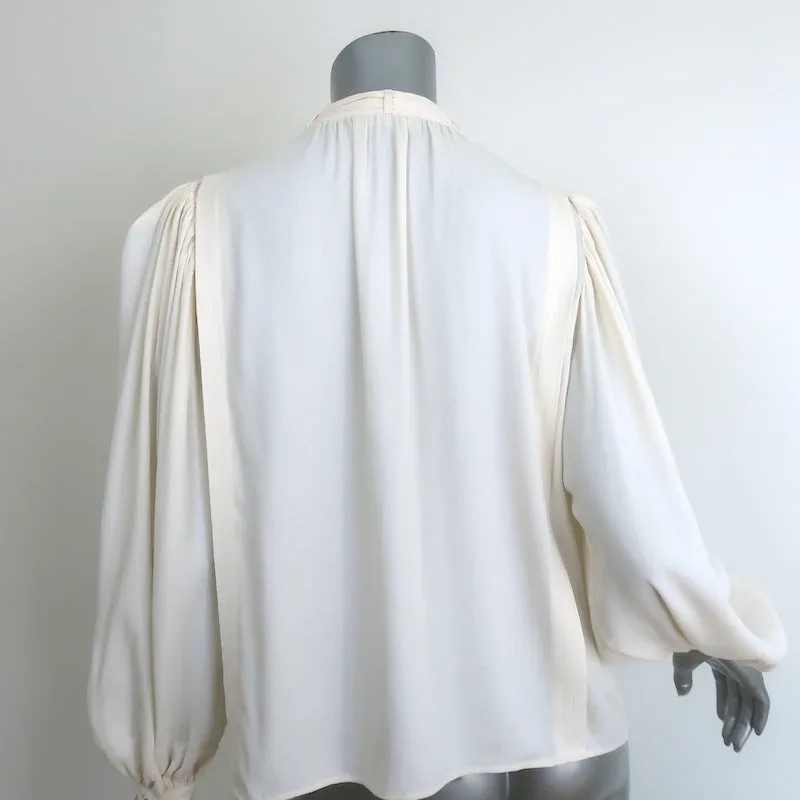 Ulla Johnson Clemens Blouse à Nœud Papillon Crème en Crêpe Taille 2 Haut à Manches Longues