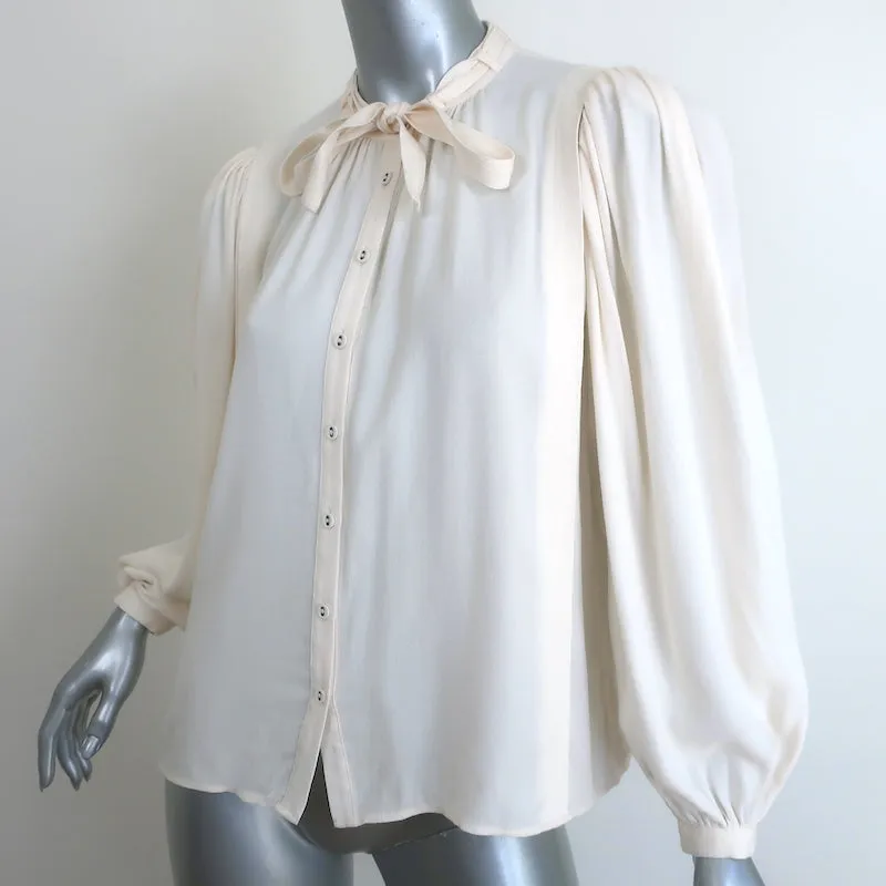 Ulla Johnson Clemens Blouse à Nœud Papillon Crème en Crêpe Taille 2 Haut à Manches Longues