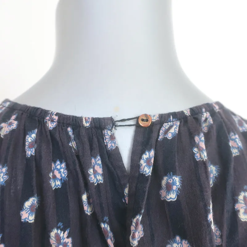 Ulla Johnson Haut à volants Gaia Imprimé floral Brun foncé/Noir Taille 0 en coton