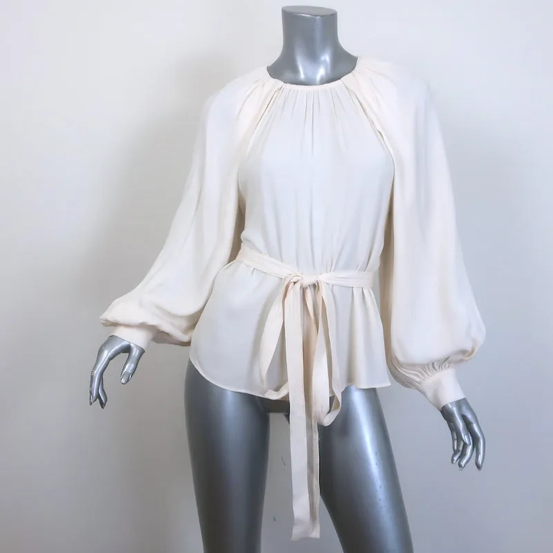 Ulla Johnson Katrine Blouse à Ceinture Nouée en Crêpe Ivoire Taille 6 Haut à Manches Longues NEUF
