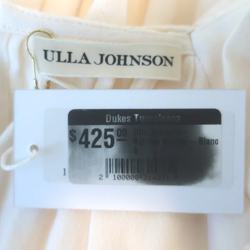Ulla Johnson Katrine Blouse à Ceinture Nouée en Crêpe Ivoire Taille 6 Haut à Manches Longues NEUF