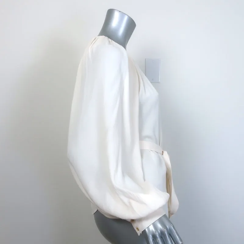 Ulla Johnson Katrine Blouse à Ceinture Nouée en Crêpe Ivoire Taille 6 Haut à Manches Longues NEUF