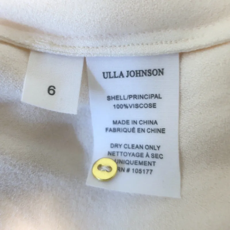 Ulla Johnson Katrine Blouse à Ceinture Nouée en Crêpe Ivoire Taille 6 Haut à Manches Longues NEUF