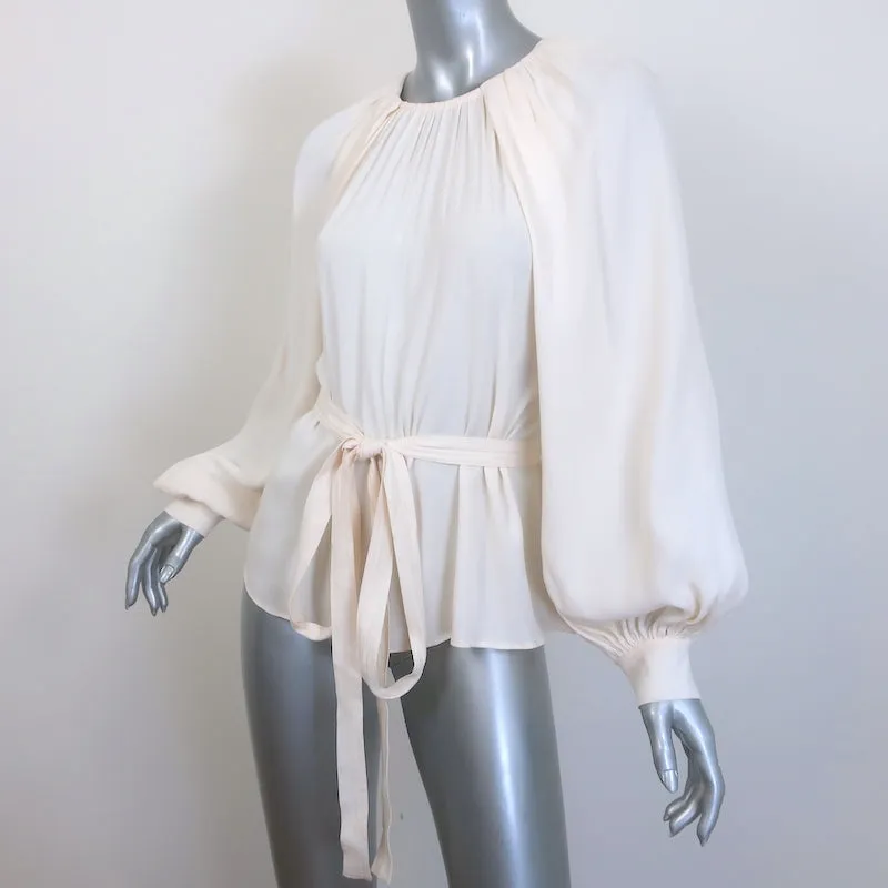 Ulla Johnson Katrine Blouse à Ceinture Nouée en Crêpe Ivoire Taille 6 Haut à Manches Longues NEUF