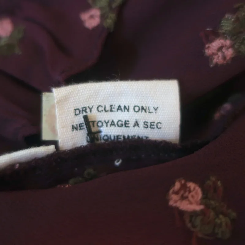 Ulla Johnson Magdalena Haut Bordeaux en Georgette Brodée de Fleurs Taille 2