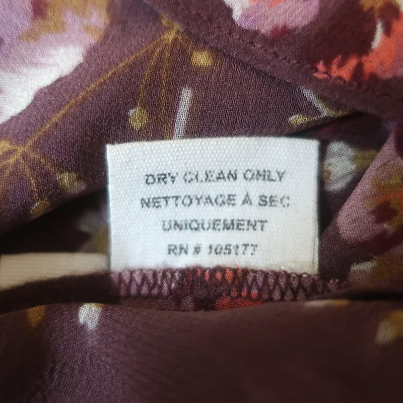 Ulla Johnson Mimi Chemise à Nœud Papillon Imprimé Floral Prune en Soie Taille 2 Manches Longues