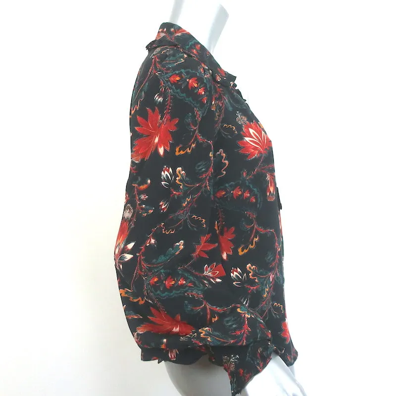 Ulla Johnson Philipa Blouse à Volants Noir Imprimé Floral en Soie Taille 2